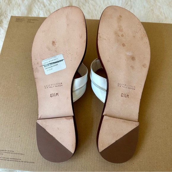 Lilly Pulitzer Mckim Women’s White Leather Sandals Size: 8.5 - Picture 9 of 11
